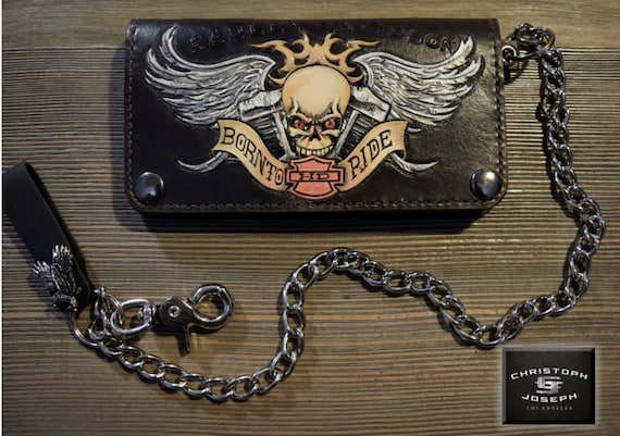 小物 LEATHER Biker CHAIN WALLET Skull VINTAGE Amazon.com: Biker Skull Chain Wallet RFID Signal Blocking