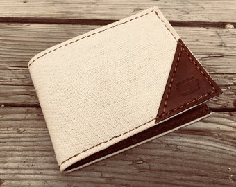 Men's Designer Fashion Wallet- Canvas and Leather