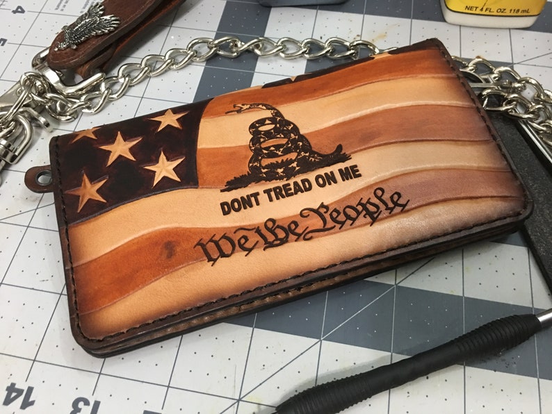 Custom Military Wallets Airborne Rangers Don/'t Tread On Me We The People Biker Wallet