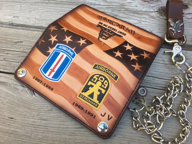 Custom Military Wallets Airborne Rangers Don/'t Tread On Me We The People Biker Wallet