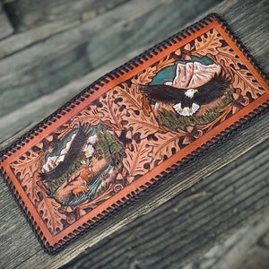 Cartera plegable personalizada con cordones y diseño de águila para amantes de la naturaleza