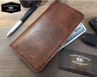 Designer Leather Roper / Checkbook  Wallet