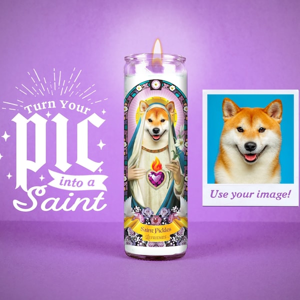 Become a Saint: Custom Prayer Candle | Unscented | 7 Day Candle | Funny unique gift | Pet Loss Gift | White elegant | Christmas