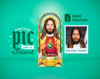 Etiqueta personalizada para oração de selfie de santo: presente com foto personalizada (arquivo digital)