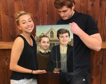 American Selfie: Custom Portrait. Custom Couple Portrait. Portrait From Photo.