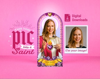 Etiqueta de Oração Personalizada: Retrato de Santo Personalizado (Arquivo Digital)