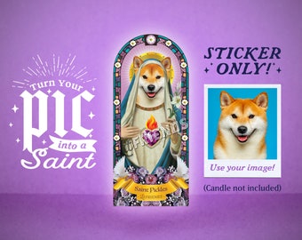 Custom Saint STICKER (NO CANDLE) | Become a Saint | Funny unique gift | Pet | Family | Friends | White elegant | Decal | Loss | Worship