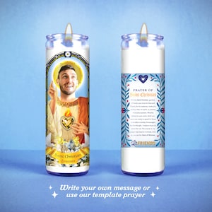Sinning on a Prayer: Custom Prayer Candle Unscented 7 Day Candle White elegant Christmas Best Man gift Funny unique gift image 2