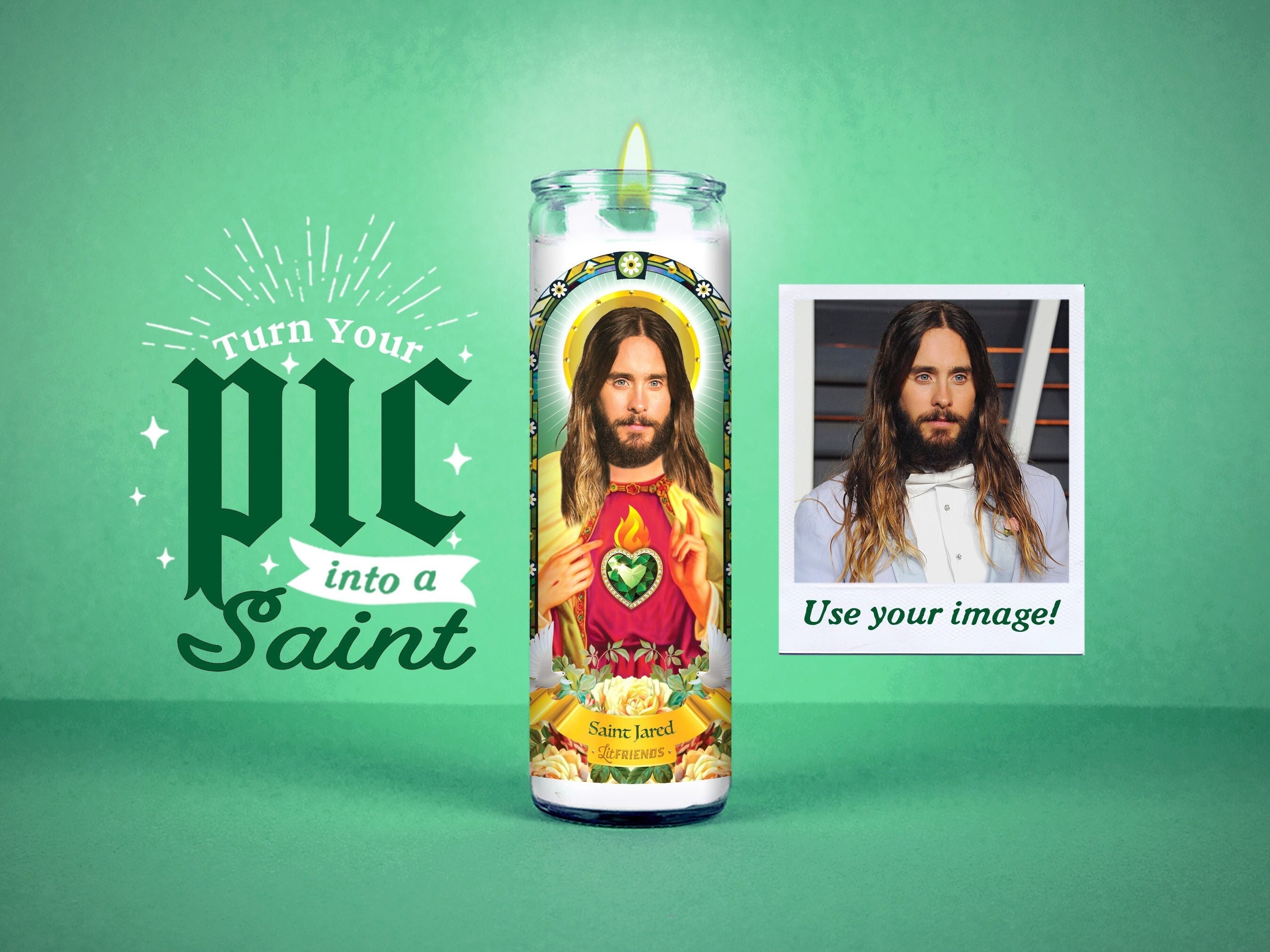 Saint Selfie: Custom Prayer Candle | Funny unique gift | Votive candle | Unscented | 7 Day Candle | White elephant | Christmas | Fathers day