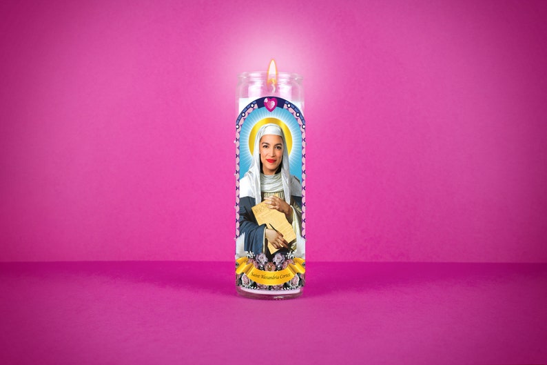 Saint Alexandria Ocasio-Cortez: Prayer candle, saint candle, votive candle, Liberal, America, USA, Democrat candle image 1