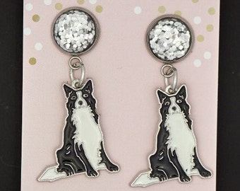 border collie earrings