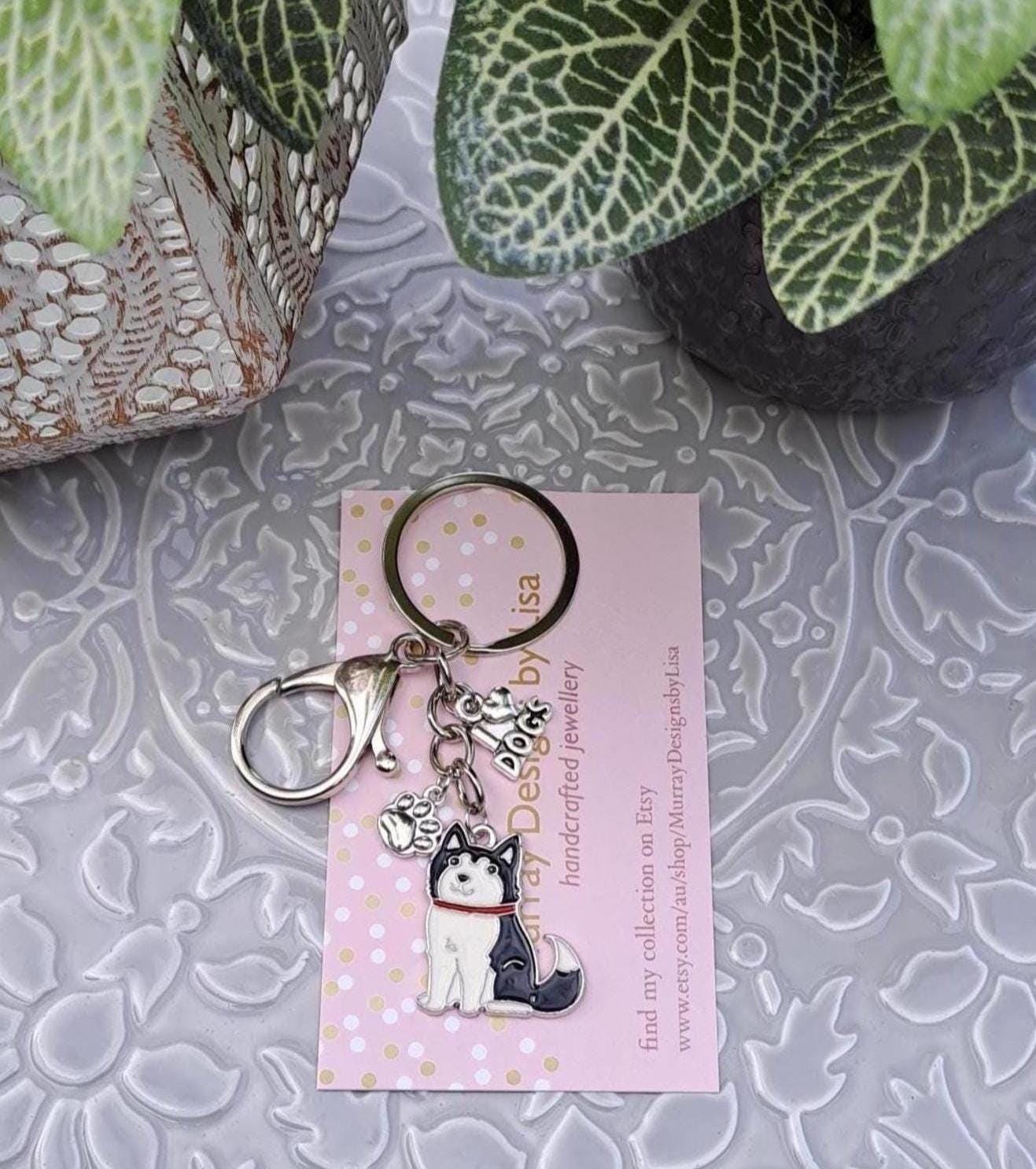 犬用キーホルダー - ハスキー。 - Etsy 日本