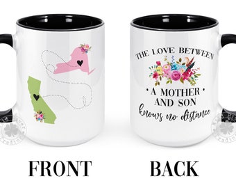 Mother and Son Two States Coffee Mug The Love Between Mother and Son Knows No Distance Custom State to State Long Distance Mother&#39;s Day Gift
