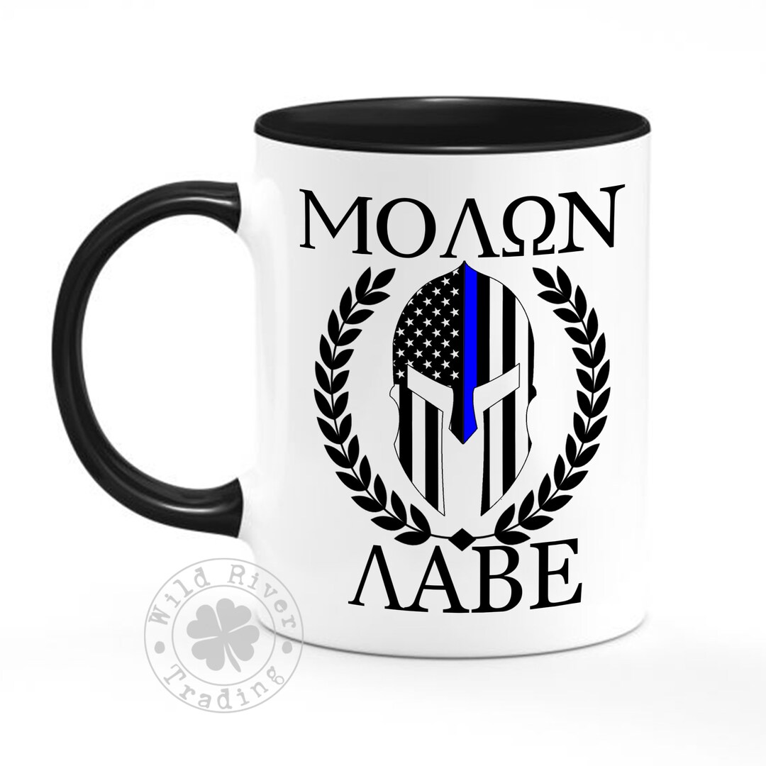 Thn Blue Lne Spartan Helmet Decal Stcker Molon Labe TBL Polce