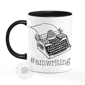 Am Writing Typewriter Coffee Mug Gift for Writers / Cute Writing Cup Gift for Novelist Author