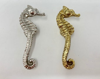 Metal Seahorse Knob Brass Gold Silver Bathroom Marine Sea Cabinet Dresser
