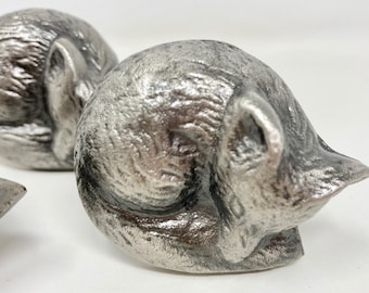 ANTIQUE PEWTER Sleeping Fox Woodland Knob | Iron | Drawer Pull
