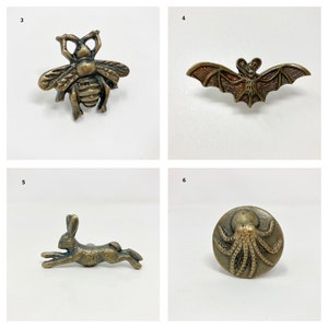 Vintage Antique Iron Cabinet Door Handles Bronze Handmade Metal Animal Cupboard Door Knobs, Drawer Pulls image 4