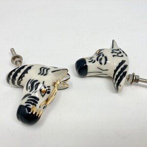 Ceramic ZEBRA Knob with Gold and Black Detail Handle Kitchen Cupboard Home image 5