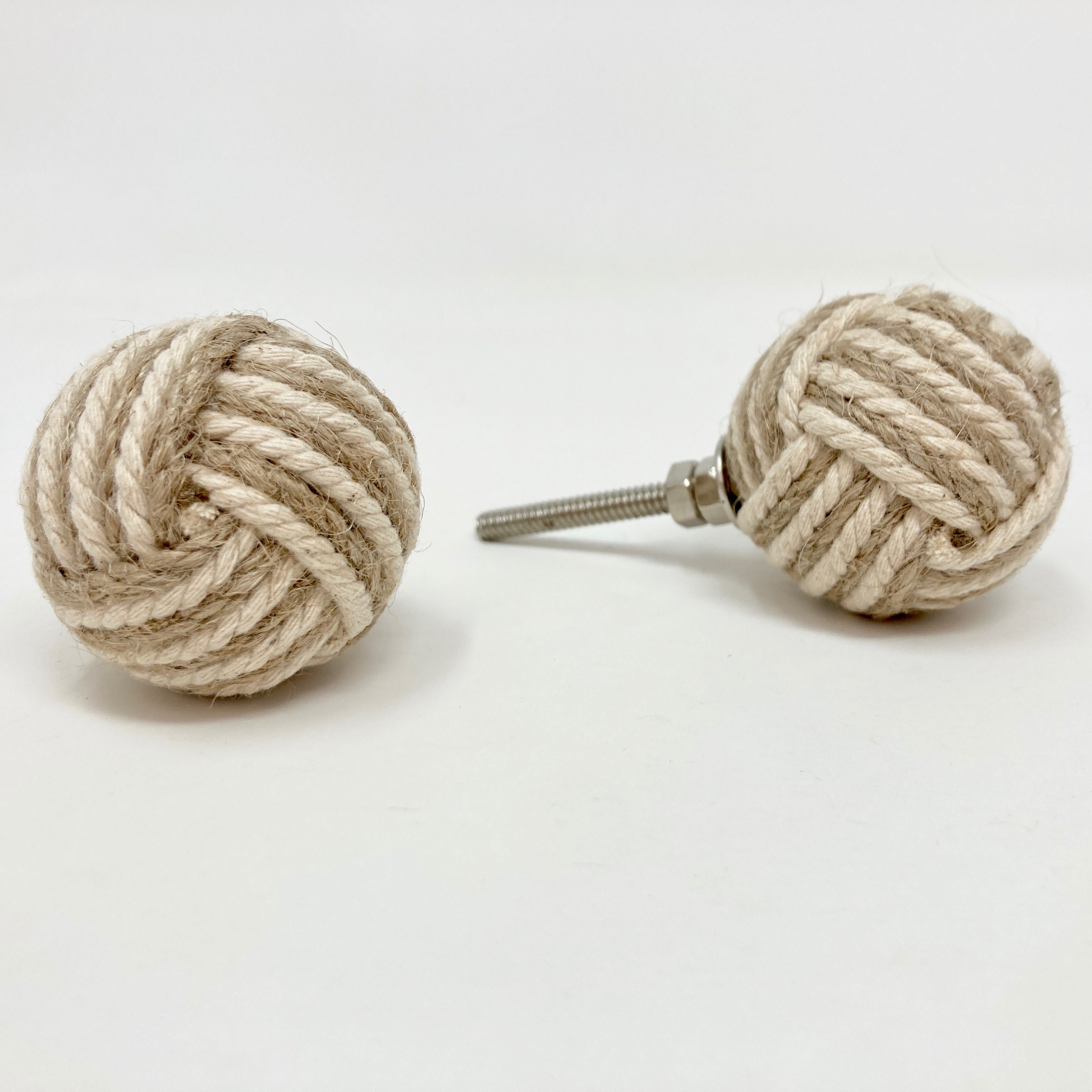 Jute Rope Knob, Home decor drawer pull Nursery Cabinet Dresser