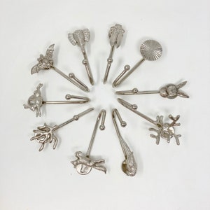 Silver Animal Iron Wall Hooks - Tie Back -  Silver Handmade Metal Animal Hooks