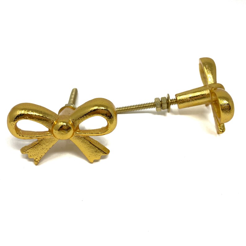 Set x 6 GOLD BOW Knob Tie Knob Bedroom Drawer Pull Etsy