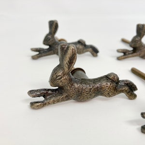 Running Rabbit Bunny Hare Knob in Antique Bronze Iron Drawer Pull Door Pull