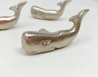 Silver Whale Knob - Drawer Pull Door Pull Cabinet Cupboard Kitchen Bathroom Sealife Marine
