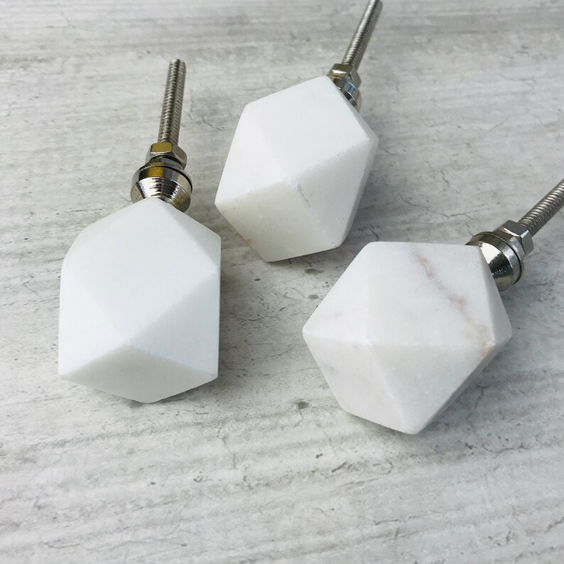1 x Geometric White Marble Stone Knob Drawer Pulls Drawer Etsy