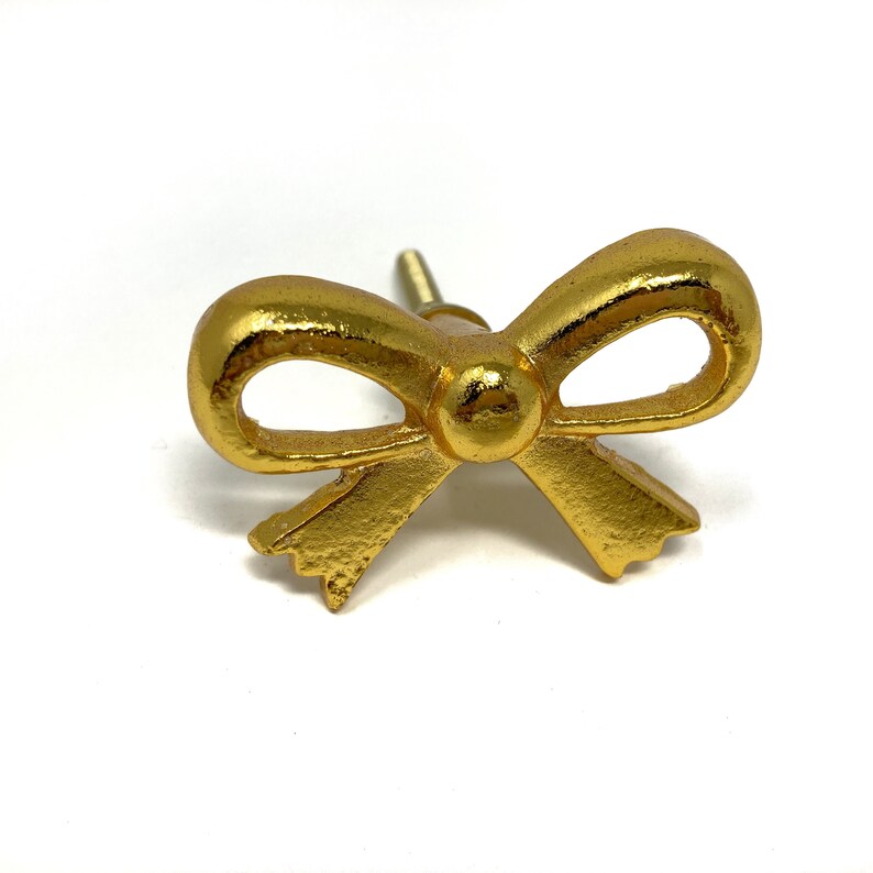 Set x 6 GOLD BOW Knob Tie Knob Bedroom Drawer Pull Etsy