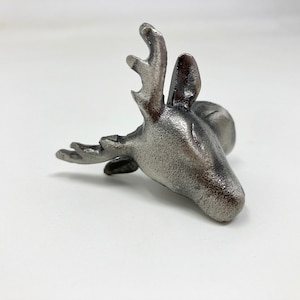 ANTIQUE PEWTER Deer STAG Head vintage Drawer Knob Pull Antique - Home Bedroom Decor