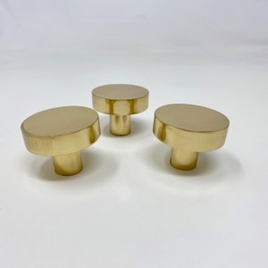 Solid Polished Brass Flat Knob Cabinet Door Furniture Hardware