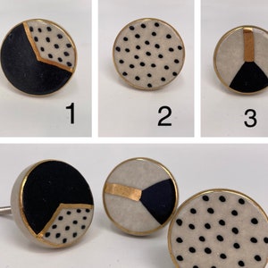 Hand Painted Handmade Ceramic Knobs in Gold Black & White Drawer Pulls, Drawer Knobs Cabinet Knobs and Pulls Unique Decorative zdjęcie 10
