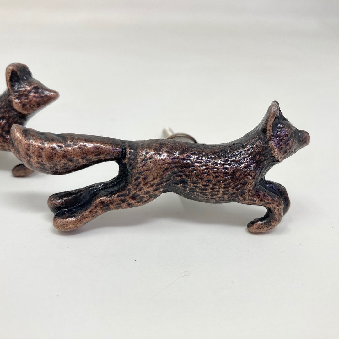 ANTIQUE COPPER Running Fox Woodland Knob Drawer Pull Door Pull Etsy