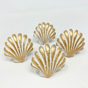 Art Deco Style Washed Gold Shell Clam Knob Handle Kitchen Cupboard Home Bathroom Hallway Seaside Nautical