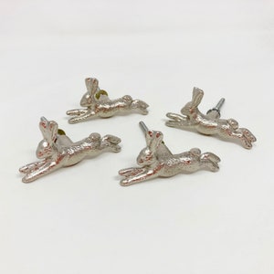 Running Rabbit Bunny Hare Knob in Silver Drawer Pull Door Pull Cabinet Wardrobe Nursery