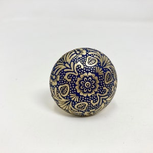 Moroccan Blue & Gold Round Drawer Knob Cupboard Pull Drawer Brass Etched Drawer Knob Brass Bohemian Drawer Knob image 3