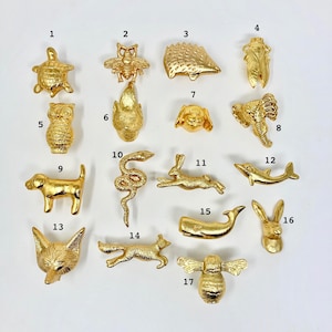 Bright Gold Animal Drawer Knobs Dresser Cabinet Chest of Drawers image 1