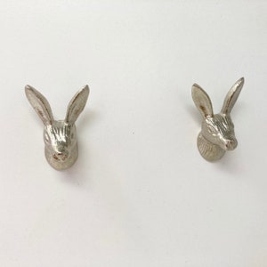 SILVER Hare Rabbit Bunny Drawer Door Pull Knob Animal Handle Kitchen Cupboard Home image 3