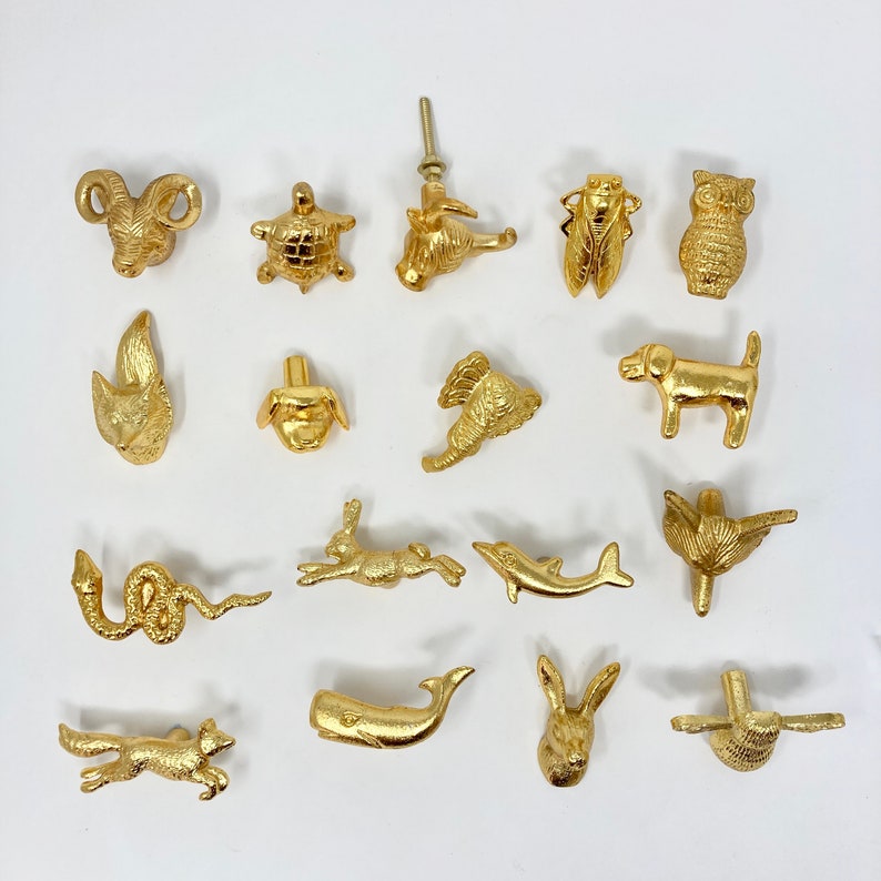 Bright Gold Animal Drawer Knobs Dresser Chest of Etsy
