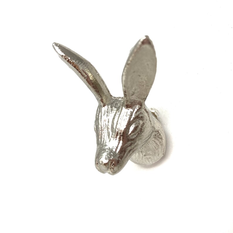 Hare Rabbit Knob in GOLD SILVER ANTIQUE Door Pull Knob Animal Etsy