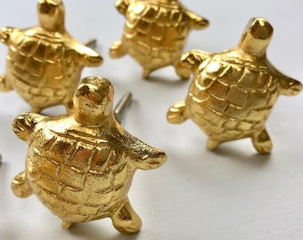 Gold Turtle Tortoise Metal Knob | Drawer Door| Marine | Bathroom