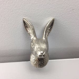 SILVER Hare Rabbit Bunny Drawer Door Pull Knob Animal Handle Kitchen Cupboard Home image 2