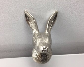 SILVER Hare Rabbit Bunny Drawer Door Pull Knob Animal Handle Kitchen Cupboard Home