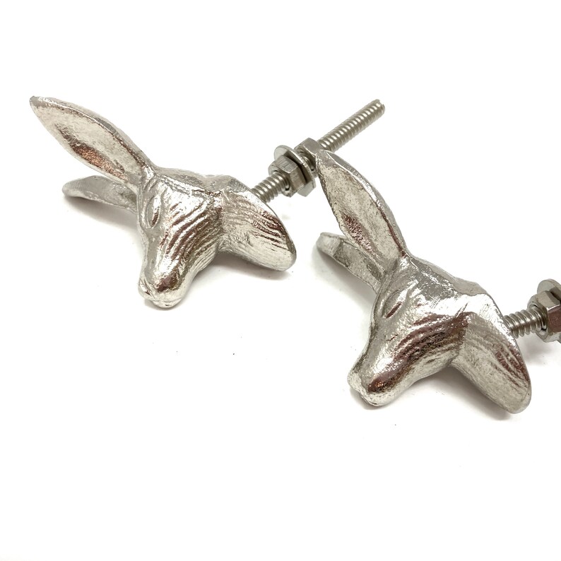 Hare Rabbit Knob in GOLD SILVER ANTIQUE Door Pull Knob Animal Etsy