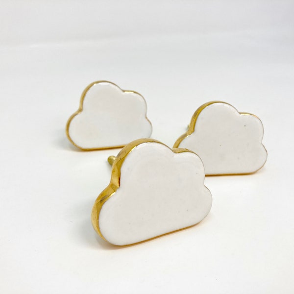 Bouton en céramique en forme de nuage avec bord doré - Boutons / poignées de tiroir