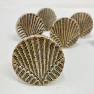 Antique Brass 'V' Vintage Art Deco Fan Iron Drawer Pull, Rustic Cabinet Door Handle,  Door Knobs