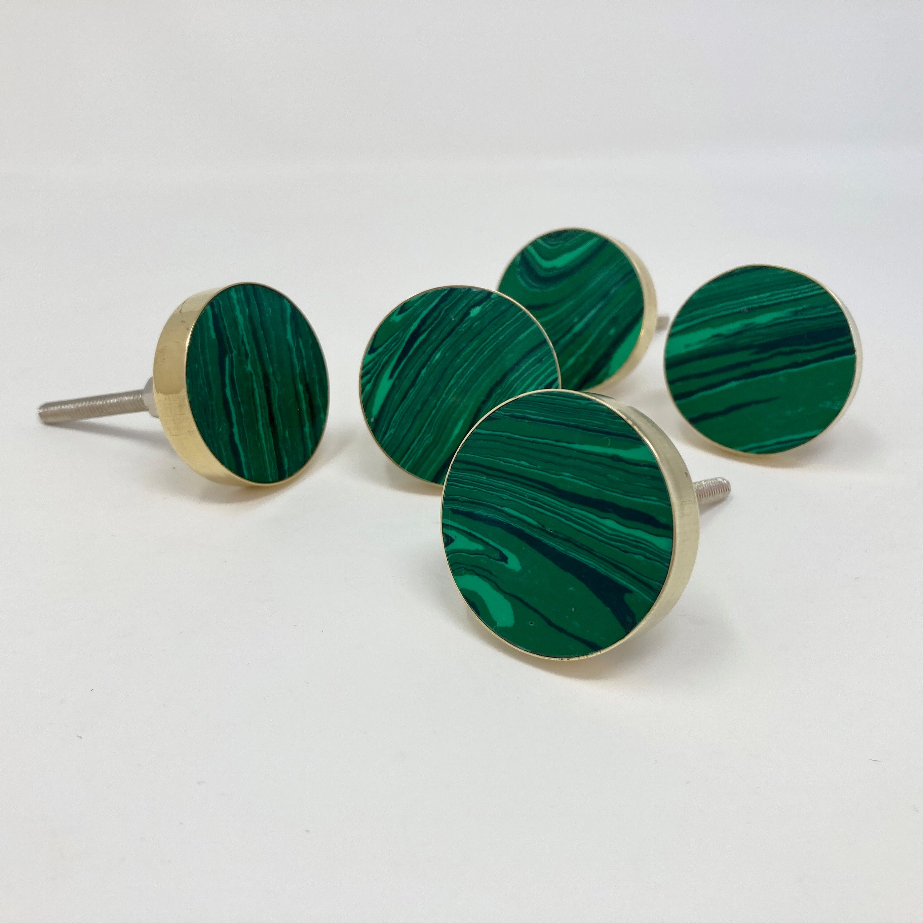 Green Stone Marble Effect Round Door Knob With a Brass Etsy UK