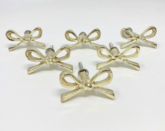 BRASS GOLD Bow Tie | Iron | Gold | Metal Knob | Bedroom Cabinet | Drawer Pull - Knob Home decor drawer pull