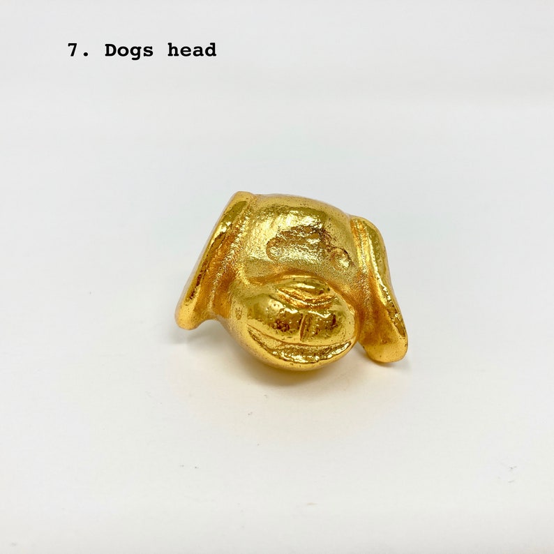 Bright Gold Animal Drawer Knobs Dresser Cabinet Chest of Drawers 7. Dog's head